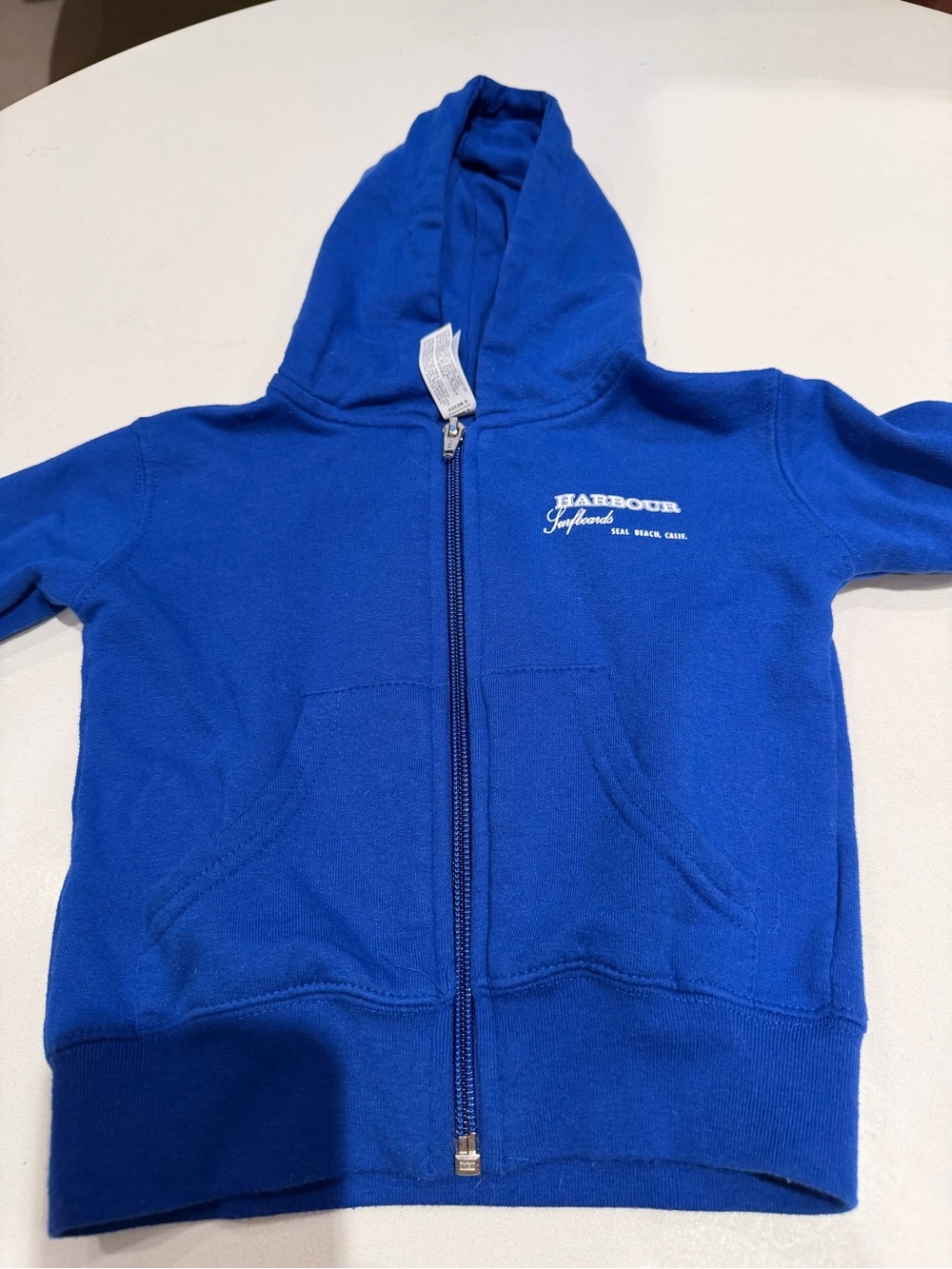 Harbour Surfboards 6 month Blue Zip-Up Hoodie with Small Logo